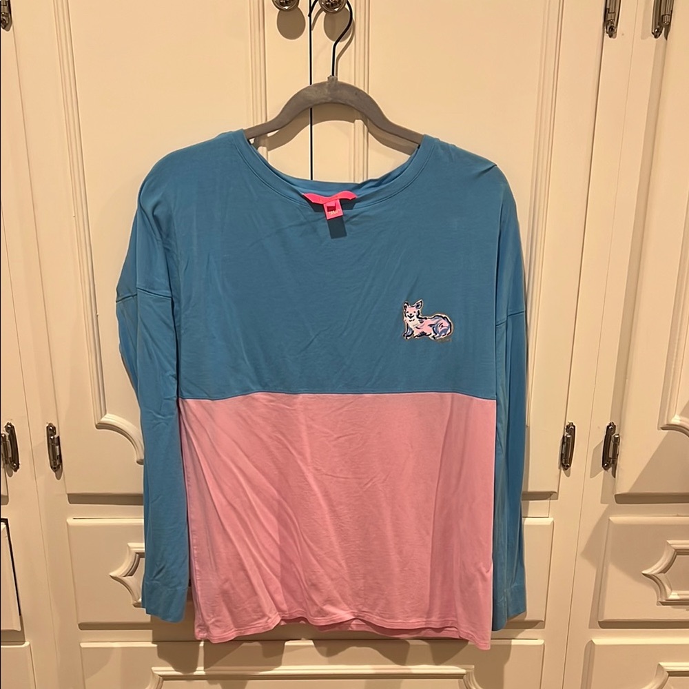 Pink Colorblock Long Sleeve Shirt